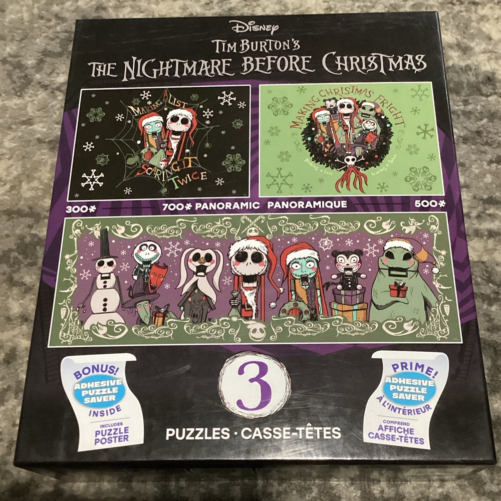 Disney The Nightmare Before Christmas 3 In 1 Jigsaw Puzzles Bonus Poster